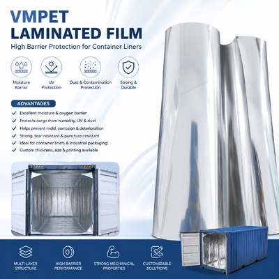 Nakliye Konteyneri Yalıtımı ve Nem Bariyeri Koruması için 150μm VMPET Lamine Film