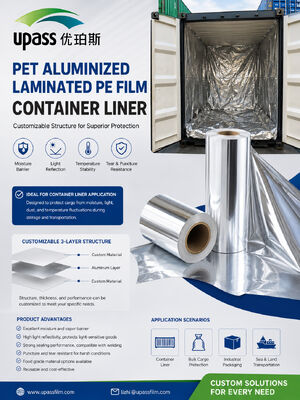 Nakliye Konteyneri Yalıtımı ve Nem Bariyeri Koruması için 150μm VMPET Alüminyum PET lamine film